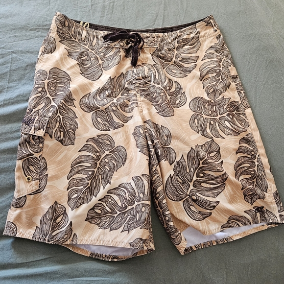 O'neill Men's Brown Multicolored Board Shorts Swim Trunks Size 34 - Picture 1 of 5
